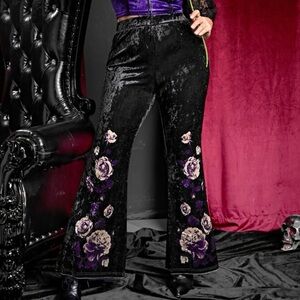 Velvet Floral Flare Pant